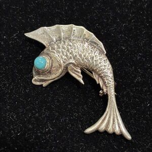 Vintage Sterling Silver Fish Brooch Mexico 925